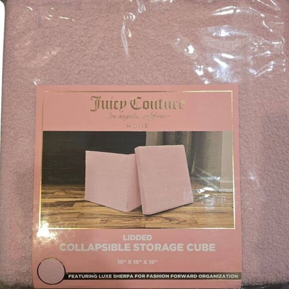 Juicy Couture Home Luxe Sherpa Lidded Collapsible Decorative Storage Cube - Picture 4 of 5